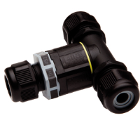 THB.390.F2A.1 (TeeTube with innovative cable glands, 2 Pole Screw - end barrier contact 7mm to 10.5mm on one gland 7mm to 13.5mm on the other 2 glands, 4 mm max conducter size IP68 32A 450V 3 cable entries - Hylec APL Electrical Components)