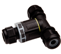 THB.390.F2A.3 (TeeTube with innovative cable glands, 2 Pole Screw - end barrier contact 14mm to 17mm on one gland 7mm to 13.5mm on the other 2 glands, 4 mm max conducter size IP68 32A 450V 3 cable entries - Hylec APL Electrical Components)