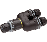 THB.399.H2A.2 (TeeTube Mini with innovative cable gland 2 Pole Screw - end barrier contact 7mm to 10.5mm on one gland 10.5mm to 14mm on the other 2 glands, 4 mm max conducter size IP68 32A 250V 3 cable entries - Hylec APL Electrical Components)
