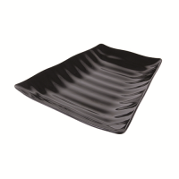 Black Melamine Curved Wavy Platter w/SF 259x247x38mm