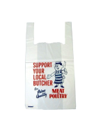 Printed Support Your Local Butcher Carrier Bags Approx 11x17x21 20mu Per 2000