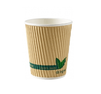 Coffee Cup Brown Ripple Wall COMPOSTABLE 8oz Per 500