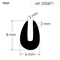 Rubber U Channel Seal Extrusion DE0871