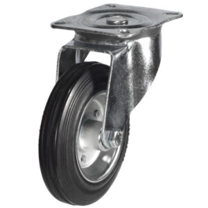 Industrial Castor Top Plate Swivel Black Rubber Wheel