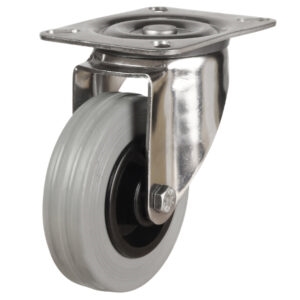 Stainless Steel Castor Top Plate Swivel Grey Rubber Wheel