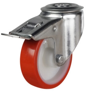 Stainless Steel Bolt Hole Swivel Brake Castor Polyurethane Wheel