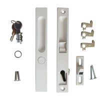 Q-Line Patio Door Hook Lock with Recessed Door Handles (HO3 Patio Lock Replacement) - White
