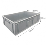 CS-ES64/18/Grey/HG (600 x 400 x 180mm) 36 Litre Grey Plastic Euro Stacking Container with Hand Holes [CLONE]