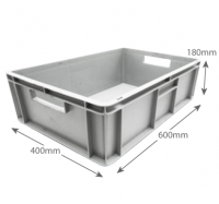 CS-ES64/18/Grey (600 x 400 x 180mm) 36 Litre Grey Plastic Euro Stacking Container with Hand Holes