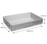 CS-ES64/12/HG/Grey (600 x 400 x 120mm) 24 Litre Plastic Euro Stacking Container Tray with Hand Grips