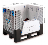 Klapa Collapsible Pallet Box 603 Litres (1200 x 800 x 950mm) with Drop Down Doors On All Sides