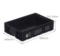 BK-R-ESD-KLT6414 KLT (VDA)* Electro Conductive Containers - 22 Litres (600 x 400 x 147.5mm) Interlocking Base