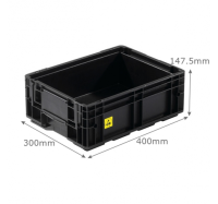 BK-R-ESD-KLT4314 KLT (VDA)* Electro Conductive Containers - 10 Litres (400 x 300 x 147.5mm) Interlocking Base