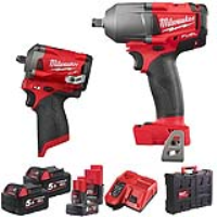 Milwaukee M18 1/2" High Torque and M12 3/8" Stubby Impact Wrench Twin Pack