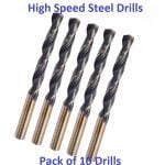1/4" (6.35mm) High Speed Steel Industrial Quality Drill Bits – Pack of 10