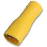 6.3mm FEMALE SPADE TERMINALS FULLY INSULATED (CRIMPS)- YELLOW (Qty.50)
