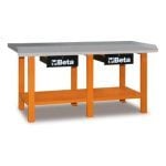 BETA C56 ORANGE 2 METRE HEAVY DUTY WORKBENCH WITH STEEL WORKTOP