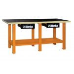 Beta C56W ‘Orange’ 2 Metre Wooden Top Workbench With Two Drawers