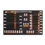 Beta M121 46 Piece Hexagon, Torx, Spline (XZN) & Ribe Bit Sockets With 1/2" Drive Swivel Handle Supplied In Foam Module