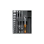 Beta Tools T83 24 Piece 1/2" Drive Hexagon (6-Point) Socket Set in Plastic Module Tray 10-32mm