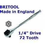 BRITOOL HALLMARK (ENGLAND) 1/4" Dr. 72 Tooth RATCHET – 146mm Long