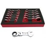 Britool Hallmark 12 piece Stubby Flexible Ratchet Combination Spanner Set 8 – 19mm