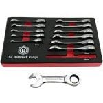 Britool Hallmark 12 piece Stubby Ratchet Combination Spanner Set in Foam Tray