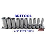 Britool Hallmark 3/8" Drive 6 Point SEMI-DEEP Socket Set 6 – 15mm MSHSET10