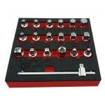 Britool Hallmark MODS19 19 Pce 3/8in Drive Oil Drain Sump Plug Key Socket Set