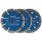 Draper 99795 3 Piece Diamond Cutting Blade Set 115mm