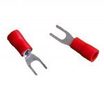 ELECTRICAL TERMINALS (CRIMPS) 6.4mm FORK – RED (Qty.100)