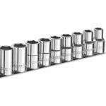 Expert by Facom E031834 3/8" Drive 9 Piece Hexagon (6-Point) Socket Set on a Rail