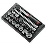 Facom MOD.S161-36 23 Piece 1/2" Drive Hexagon (6-Point) Socket & Accessory Set Supplied in Plastic Module Tray 8-32mm