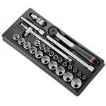 Facom MOD.S161-46 26 Piece 1/2" Drive Hexagon (6-Point) Socket & Accessory Set Supplied in Plastic Module Tray 8-32mm