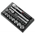 Facom MOD.SL161-36 23 Piece 1/2" Drive Hexagon (6-Point) Socket & Accessory Set Supplied in Plastic Module Tray 8-32mm