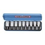 Gedore IN 19 PA 1/2" Drive 9 Piece In-Hex Hexagon Bit Socket Set 3/16-5/8" AF