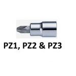 King Dick ESDPZ3R 1/4" Drive 3 Piece Pozi Screwdriver Bit Socket Set PZ1 PZ2 PZ3