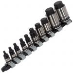 Sealey AK6229B 1/4", 3/8" & 1/2" Drive 10 Piece Stubby Hexagon Bit Socket Set