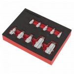 Sealey AK6244 10 Pce Stubby Hexagon Bit Socket Set 1/4" 3/8" 1/2" Drive 4-19mm