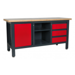 Sealey AP1905B Workstation with 3 Drawers, 1 Cupboard & Open Storage