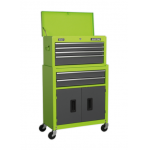 Sealey AP2200BBHV Topchest & Rollcab Combination 6 Drawer with Ball-Bearing Slides – Hi-Vis Green/Grey