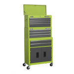 Sealey AP2200BBHVSTACK Topchest, Mid-Box & Rollcab 9 Drawer Stack – Hi-Vis Green