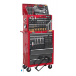 Sealey AP2250BBCOMBO Topchest & Rollcab Combination 14 Drawer with Ball-Bearing Slides – Red/Grey & 239pc Tool Kit