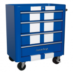 Sealey AP28204BWS Rollcab 4 Drawer Retro Style – Blue with White Stripes