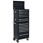 Sealey APSTACKTB Topchest, Mid-Box & Rollcab Combination 14 Drawer with Ball Bearing Slides – Black