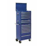 Sealey APSTACKTC Topchest, Mid-Box & Rollcab Combination 14 Drawer with Ball Bearing Slides – Blue