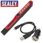 Sealey LED054-RE USB/12v Rechargeable LED Pen Light Inspection Torch – Red