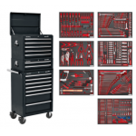 Sealey TBTPCOMBO2 Tool Chest Combination 14 Drawer with Ball Bearing Slides – Black & 446pc Tool Kit