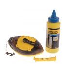 Stanley 0-47-465 Power Winder 30m Chalk Line Reel Set Kit Blue Chalk & Level
