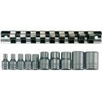 Teng M3814 1/4" & 3/8" Drive TX-E Sockets On A Rail